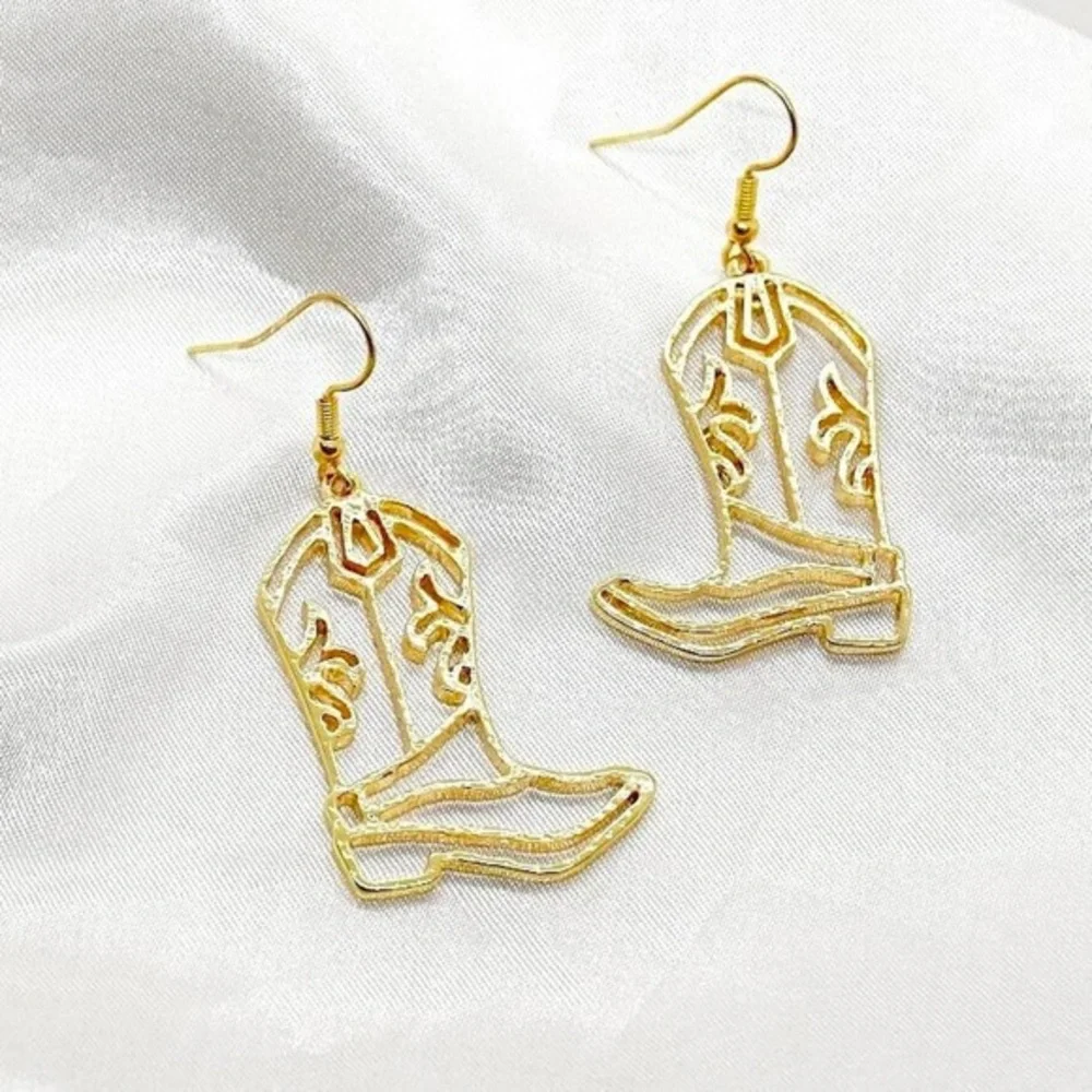 Outline Cowgirl Boot Earrings